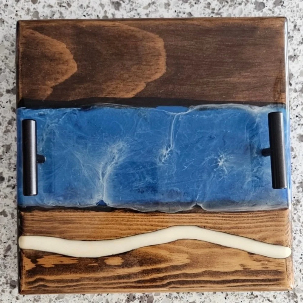 Handmade Ocean Design Charcuterie/Cutting Board w/ Handles for